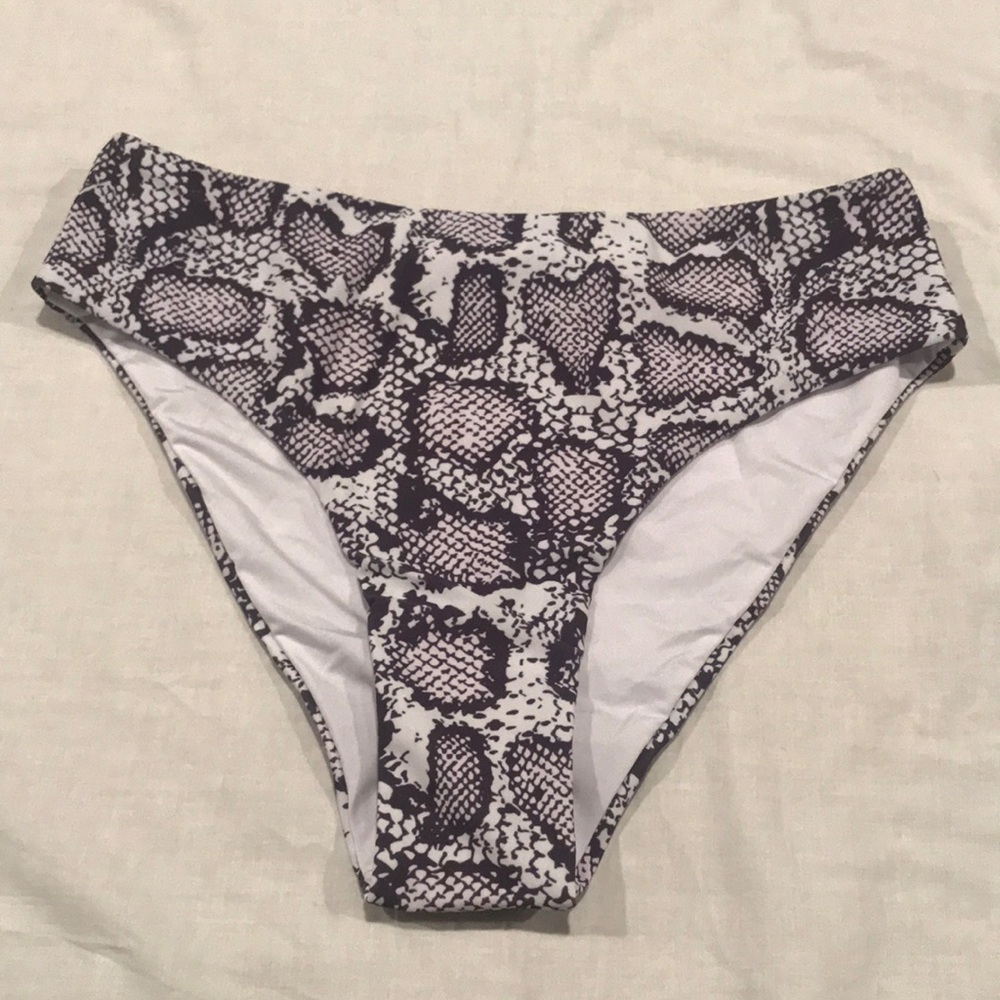 Pink Lily Snakeskin Bikini Swim Bottom